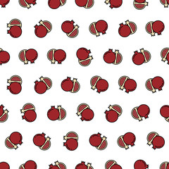 Seamless Pomegranate Pattern on White Background