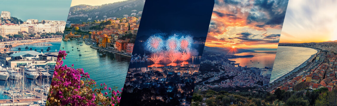 French Riviera photos collage. 
