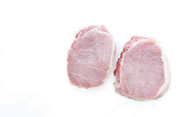 raw pork meat on white background 