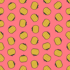 Seamless Pumpkin Pattern on Red Background