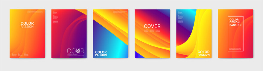 Fototapeta premium Cover design with abstract background color pattern and waves of color flow with motion of curved lines. EPS 10.