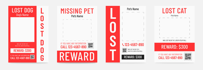 Lost dog poster, missing pet banner template