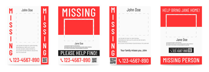 Missing person poster Help to find placard template