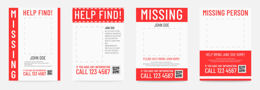 Missing person poster Help to find placard template