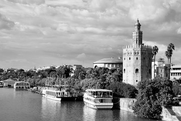 Naklejka premium Seville. Black and white photo.