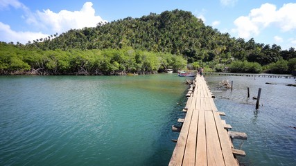 Cuba wooden footbridge of Baracoa Rio Miel.