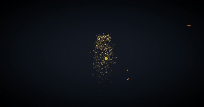 5 years anniversary motion graphic 4K footage with golden color particles and number. Background with alpha channel