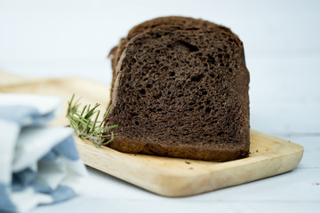 Close up dark cocoa sliced whole wheat bread
