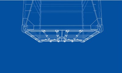 Cargo container. Wire-frame style