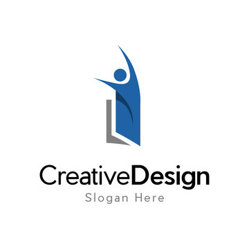 Education Logo template, Happy People Children Learning Book Education Study Library Knowledge School University Logo Design Symbol Icon Concept