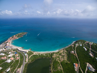 High aerial view of Divi little bay and Belair on st.maarten. 