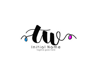 T W TW Initial brush color logo template vetor