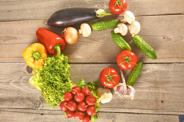 Vegetables . Fresh Bio Vegetable in a Basket. Over Nature Backg