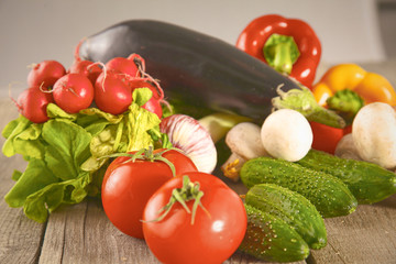 Vegetables . Fresh Bio Vegetable in a Basket. Over Nature Backg