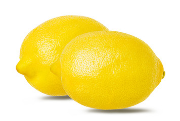 Fresh two lemons isolated on white background with clipping path