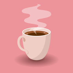 Cup of Fresh Coffee Card. Vector Illustration.