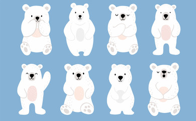 Simple white bear character.Use for invitation,printable,sticker.Vector illustration character doodle cartoon