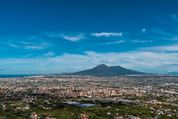 panoramic view on the Mount Vesuvius,  Campania region, Italy.