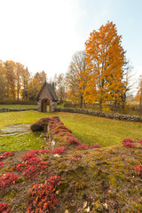 Obraz premium Autumn between old buildings in Sweden