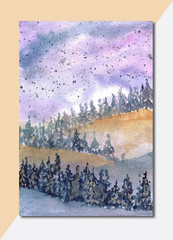 pine forest watercolor