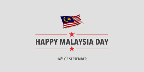 Happy Malaysia day greeting card, banner, vector illustration.