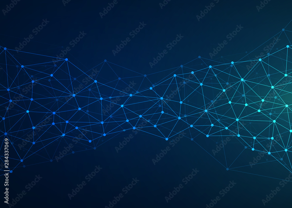 Poster abstract technology background with connecting dots and lines. data and technology concept. internet