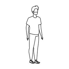 young and casual man with beard character