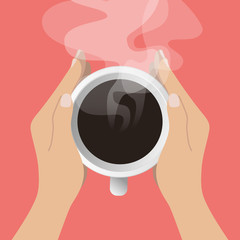 Cup of Fresh Coffee. Top view. Vector Illustration