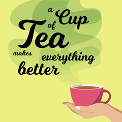 Cup of Fresh Coffee or Tea. Beautiful Vector Illustration