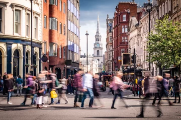 Fototapeten Bewegungsunschärfe Menschen auf der belebten Straße im Londoner West End, UK © William