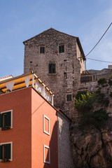 Fototapeta premium Houses on a hill in Sibenik, Croatia