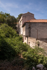 Fototapeta na wymiar Houses on a hill in Sibenik, Croatia