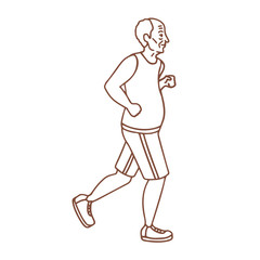 Running Old Man in Hand-Drawn Doodle Style