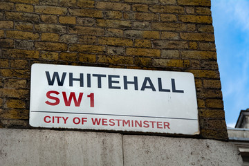 Whitehall street sign in Westminster central London