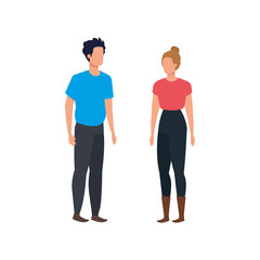 Fototapeta premium young lovers couple avatars characters