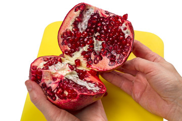 Halves of a Garnet in the hands
