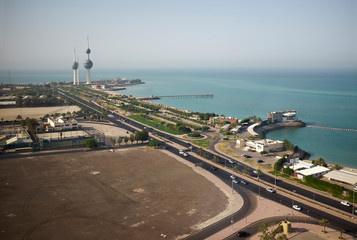 Panorama del Kuwait city - obrazy, fototapety, plakaty