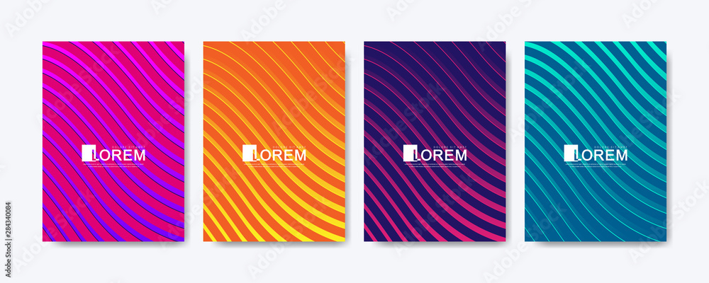 Aufkleber Modern colorful abstract gradient lines pattern background cover design. Trendy vector template for web, brochure, leaflet, flyer, cover, banner, poster. Cool bright gradients. Vivid vibrant color