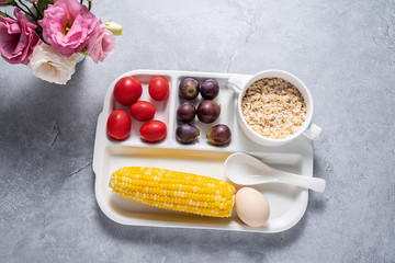 A well-balanced breakfast with a balanced diet