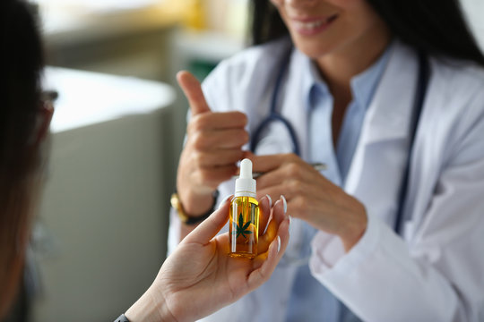 Doctor in office prescribing marijuana extract
