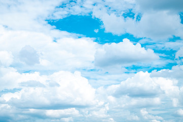 Blurred sky blur or azure sky and white cloud background, beautiful nature on summer. Cloudscape background