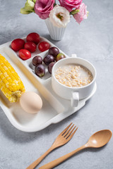 A well-balanced breakfast with a balanced diet