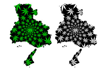 Hyogo Prefecture (Administrative divisions of Japan, Prefectures of Japan) map is designed cannabis leaf green and black, Hyogo map made of marijuana (marihuana,THC) foliage,....