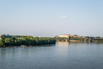 Panorama of the Danube River under the Petrovaradin fortress near Novi Sad