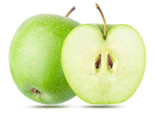 Green apples isolated on white background with clipping path