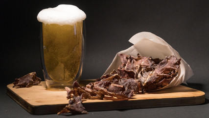Beer snack beef jerky pork meat