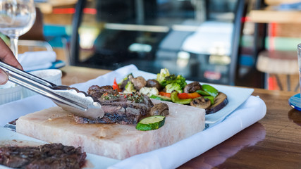 Food being served in a restaurant 