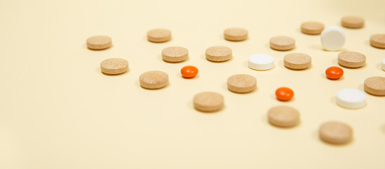 A photo of different medical tablets and pills