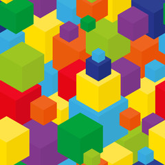 Obraz premium Seamless cube background. Color box isometric seamless pattern