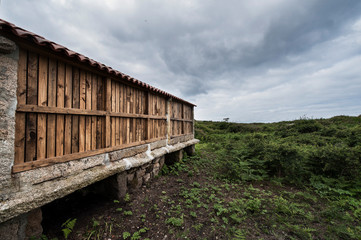 Fototapeta na wymiar granaries in the national park of the island of Sálvora